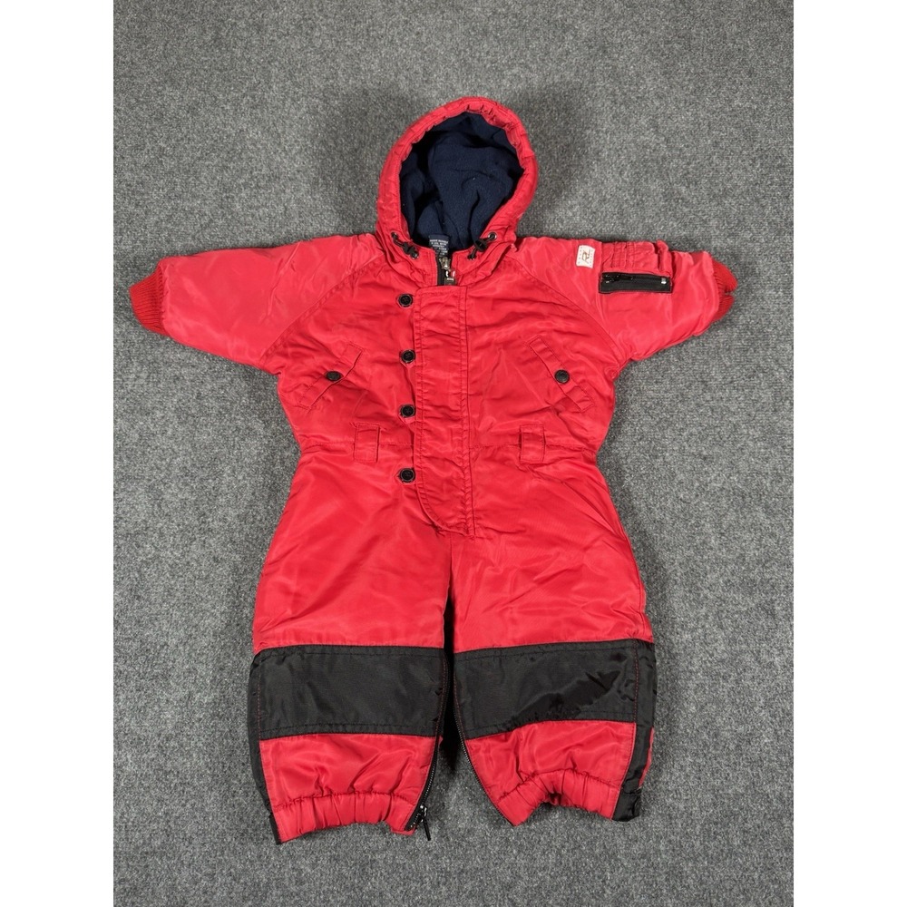 Vintage Polo Sport Snowsuit Boys 3-12 Months Red Ralph Lauren Baby